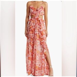 ASTR The Label Palace Floral Cutout Maxi dress size L